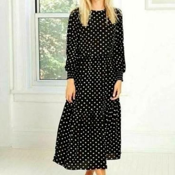 Who What Wear Balloon Maxi Polka Dot Dress XS - Picture 1 of 3
